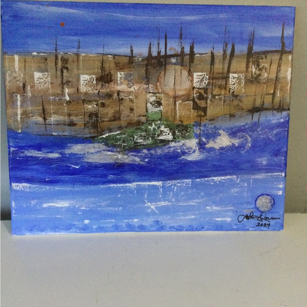 Three original abstract paintings in acrylic on canvas size 16”x20”